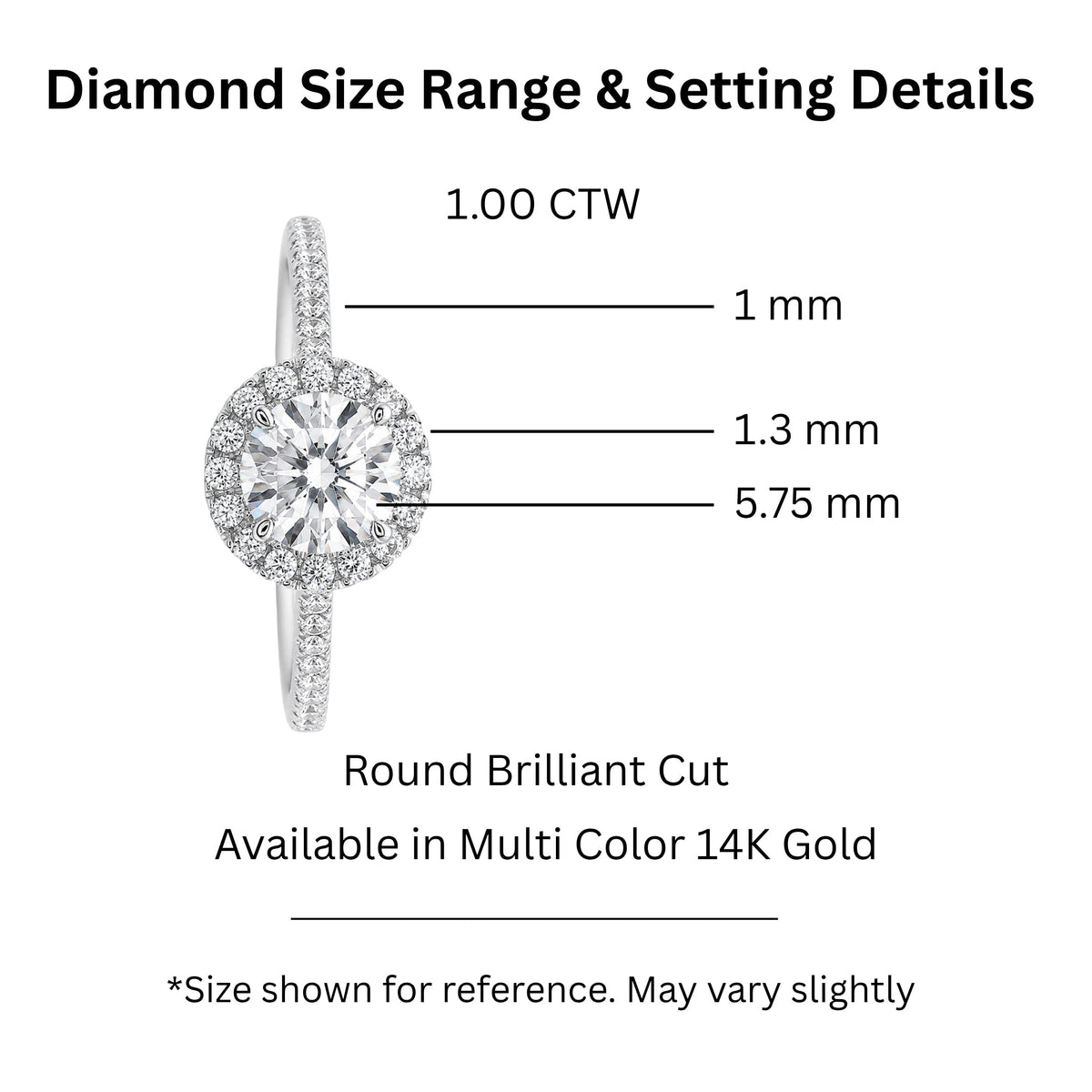 Lab-Grown Diamond Round Halo Engagement Ring in 14K White Gold or 14K Yellow Gold