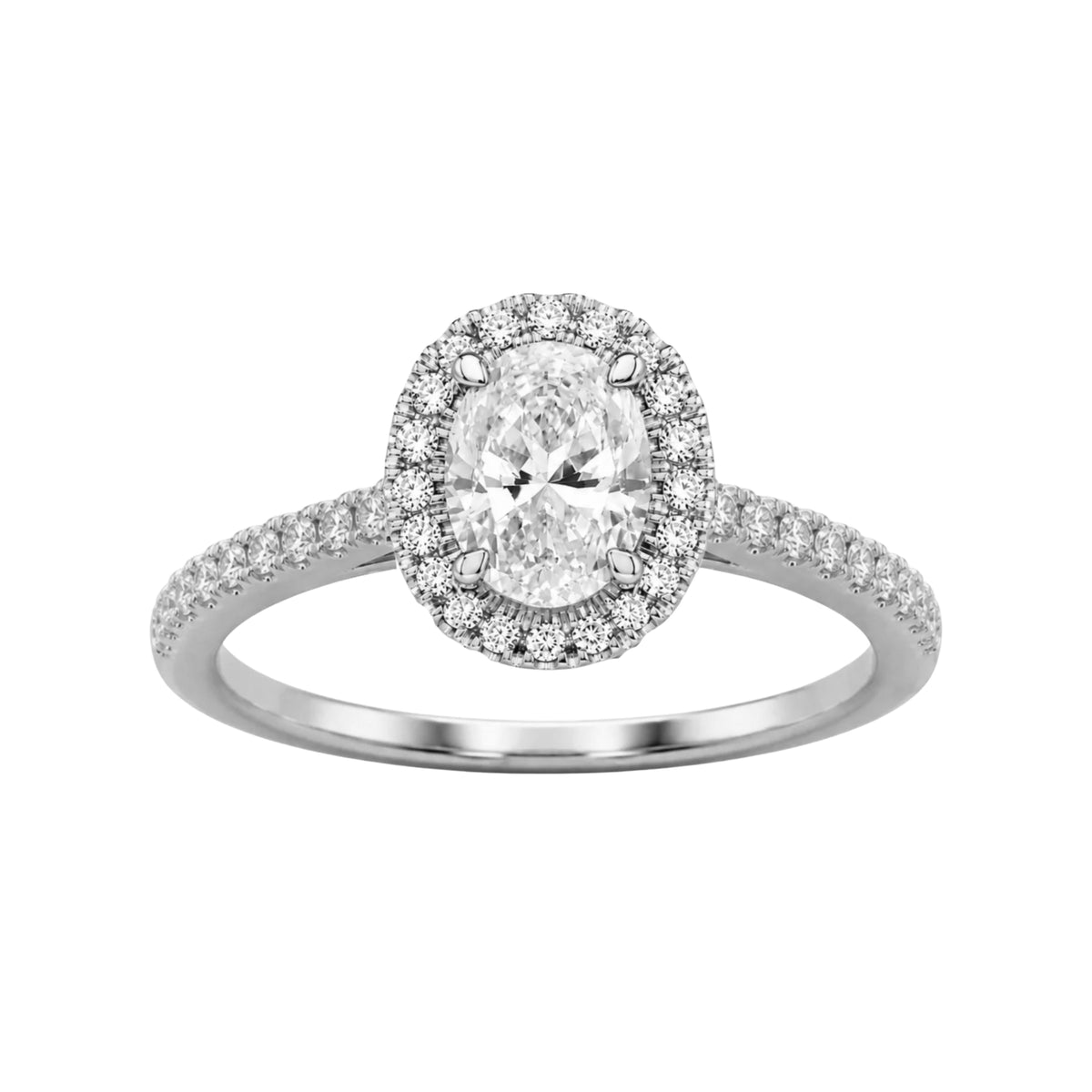 Lab-Grown Diamond Oval Halo Engagement Ring in 14K White Gold or 14K Yellow Gold