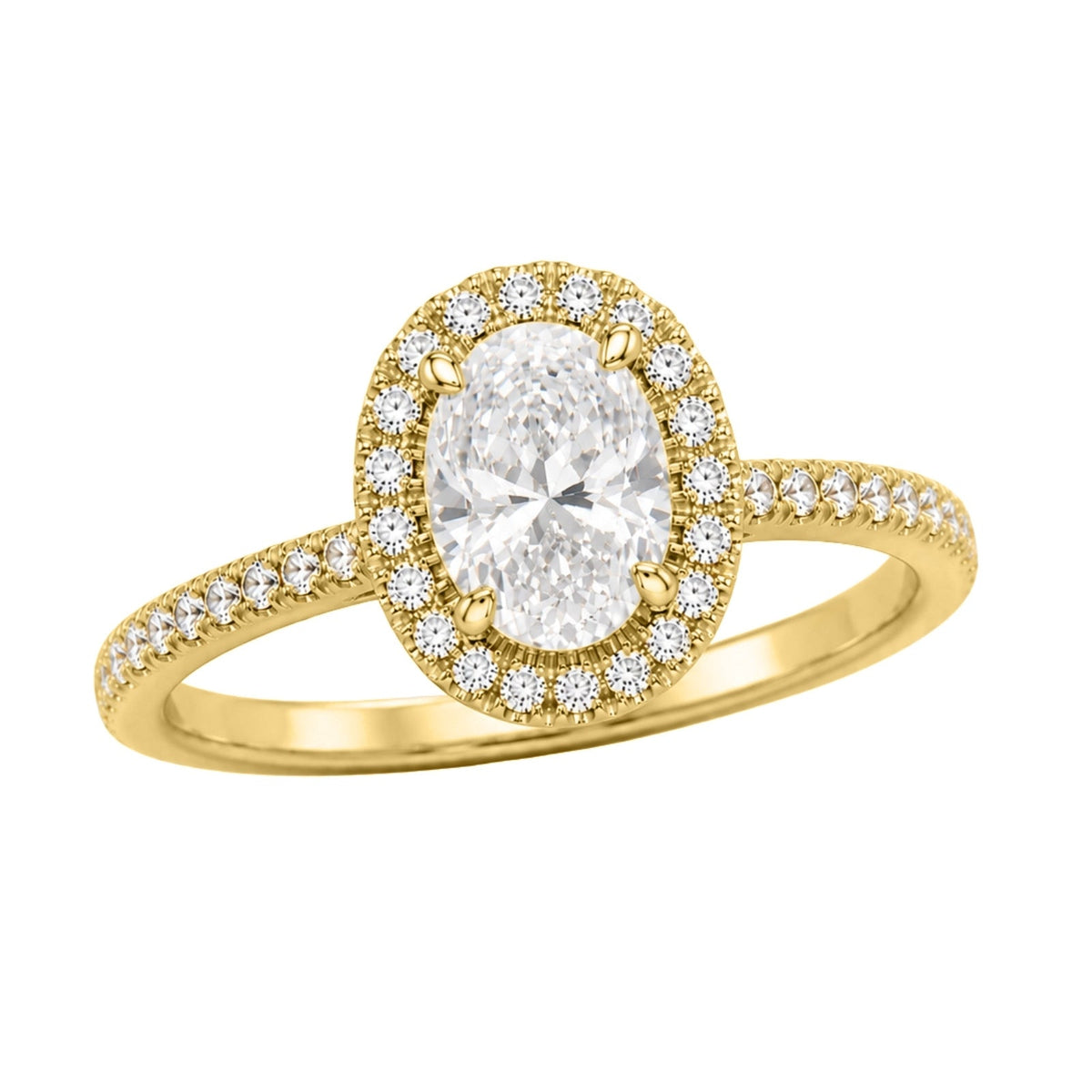 Lab-Grown Diamond Oval Halo Engagement Ring in 14K White Gold or 14K Yellow Gold