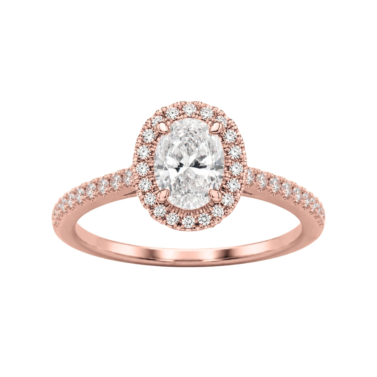 Lab-Grown Diamond Oval Halo Engagement Ring in 14K White Gold or 14K Yellow Gold