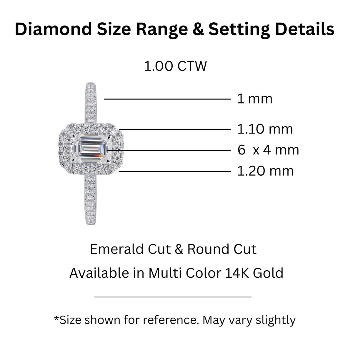 Lab-Grown Diamond Emerald-Cut Halo Engagement Ring in 14K White Gold or 14K Yellow Gold