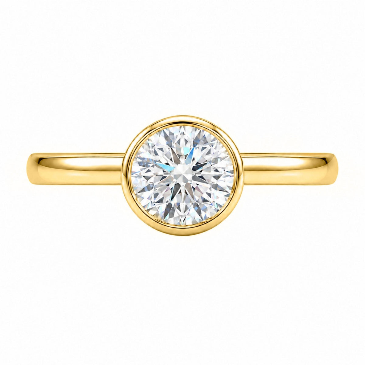 1 to 6 ct. T.W. Lab-Grown Diamond Round Cut Solitaire Bezel Engagement Ring in 14K White Gold or 14K Yellow Gold