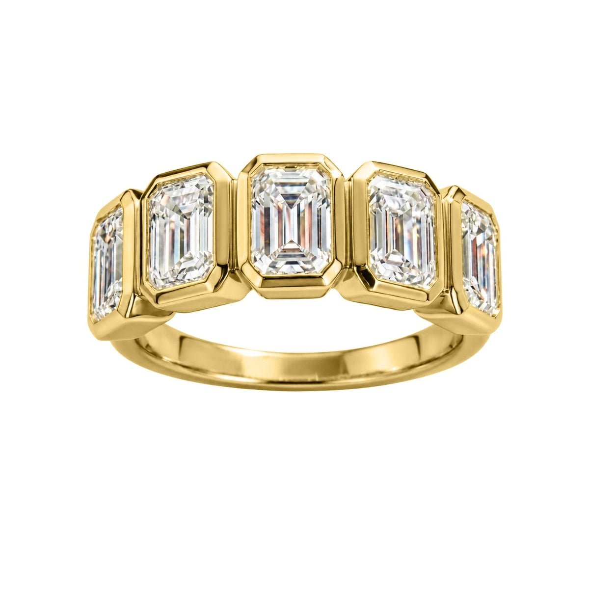 3 ct. T.W. Lab-Grown Diamond Emerald-Cut Five-Stone Wedding Ring in 14K White Gold or 14K Yellow Gold
