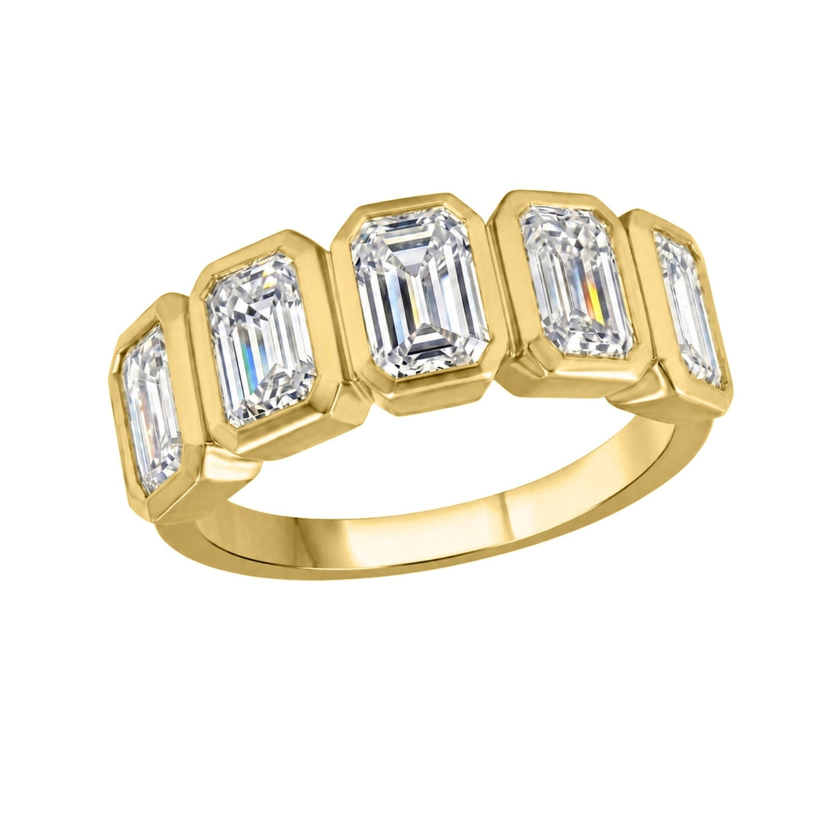 3 ct. T.W. Lab-Grown Diamond Emerald-Cut Five-Stone Wedding Ring in 14K White Gold or 14K Yellow Gold