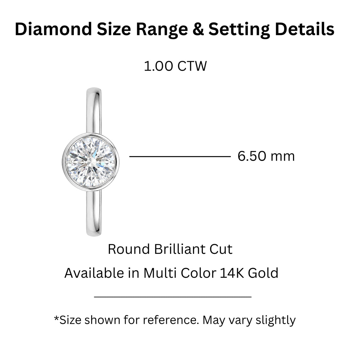 1 to 6 ct. T.W. Lab-Grown Diamond Round Cut Solitaire Bezel Engagement Ring in 14K White Gold or 14K Yellow Gold