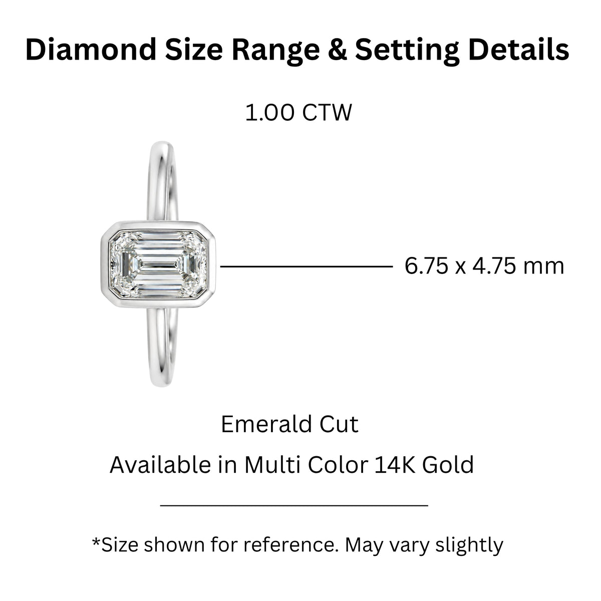 1 to 6 ct. T.W. Lab-Grown Diamond Emerald-Cut Solitaire Bezel Engagement Ring in 14K White Gold or 14K Yellow Gold