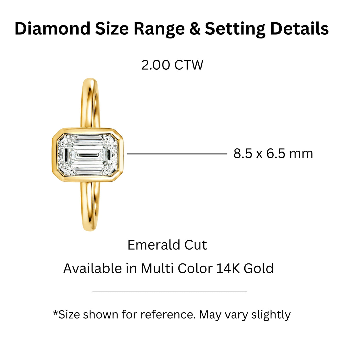 1 to 6 ct. T.W. Lab-Grown Diamond Emerald-Cut Solitaire Bezel Engagement Ring in 14K White Gold or 14K Yellow Gold