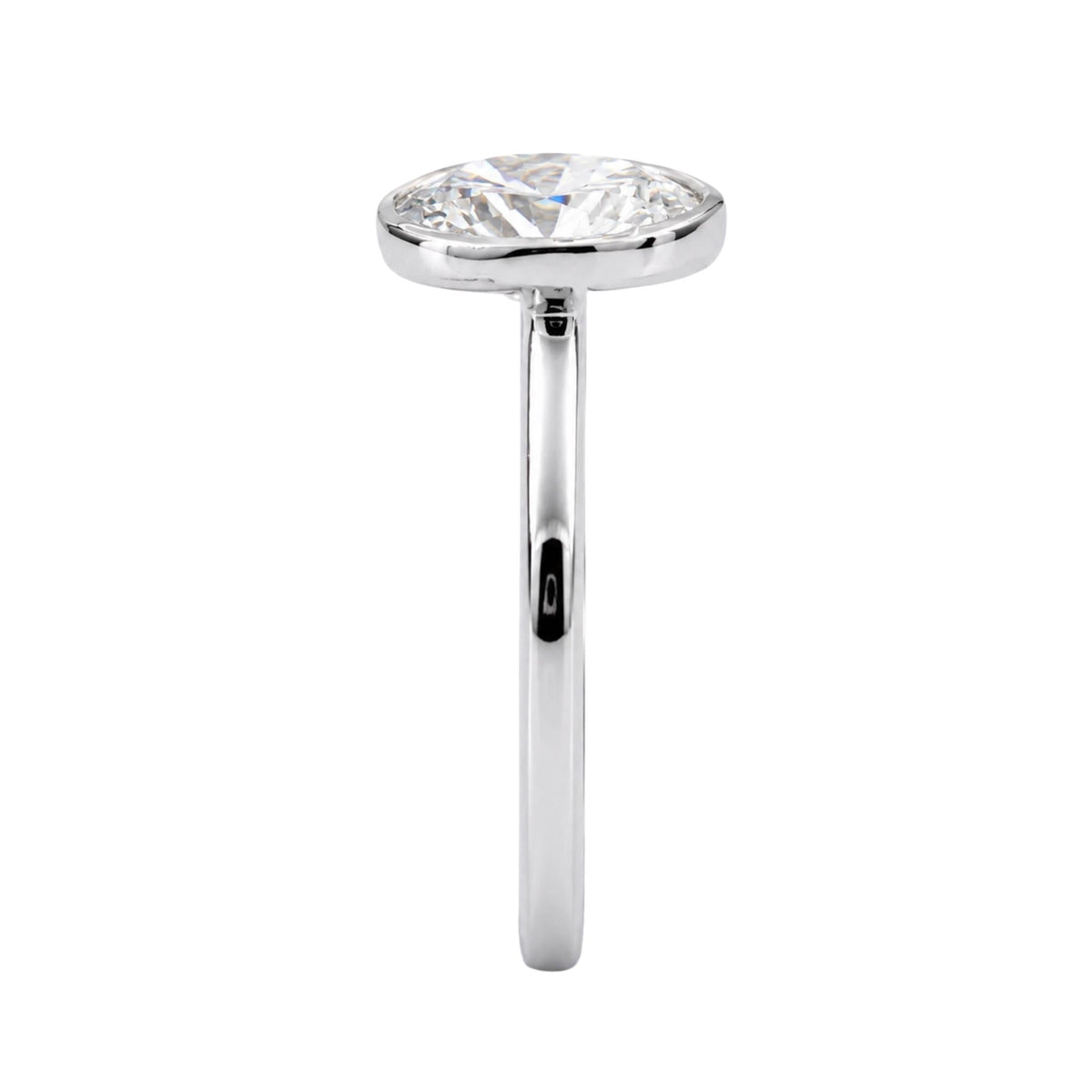 1 to 6 ct. T.W. Lab-Grown Diamond Oval Cut Solitaire Bezel Engagement Ring in 14K White Gold or 14K Yellow Gold