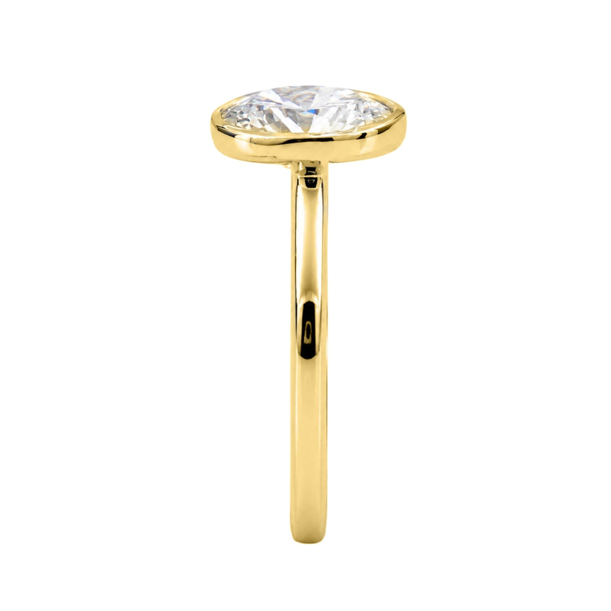 1 to 6 ct. T.W. Lab-Grown Diamond Oval Cut Solitaire Bezel Engagement Ring in 14K White Gold or 14K Yellow Gold