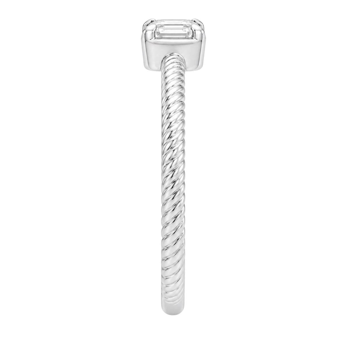 0.2 ct. T.W. Lab-Grown Diamond Emerald-Cut Bezel Engagement Ring in 14K White Gold or 14K Yellow Gold