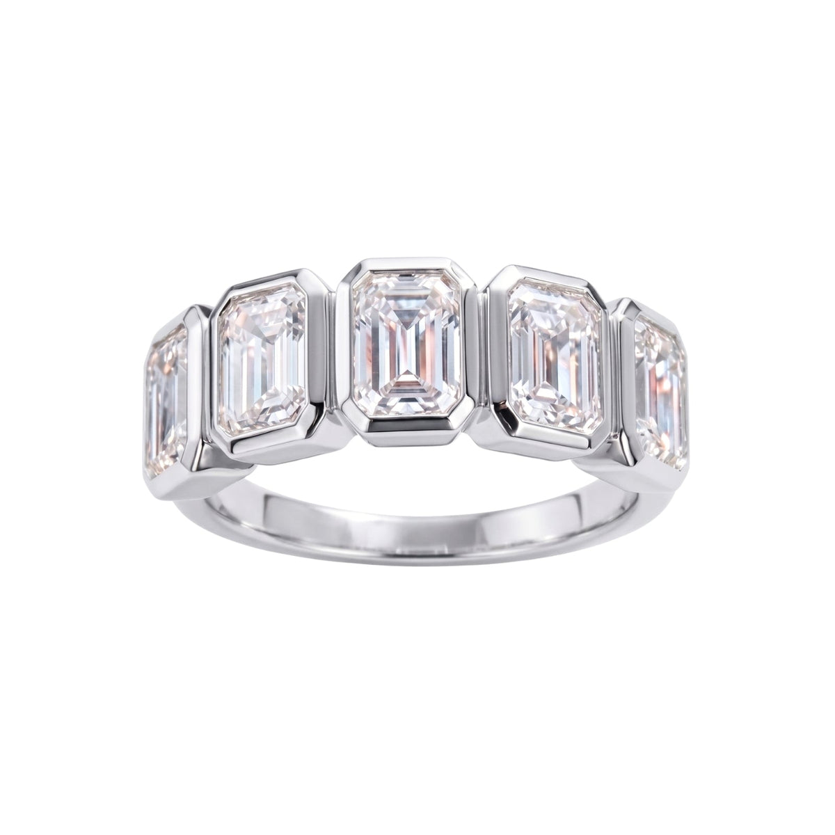 3 ct. T.W. Lab-Grown Diamond Emerald-Cut Five-Stone Wedding Ring in 14K White Gold or 14K Yellow Gold