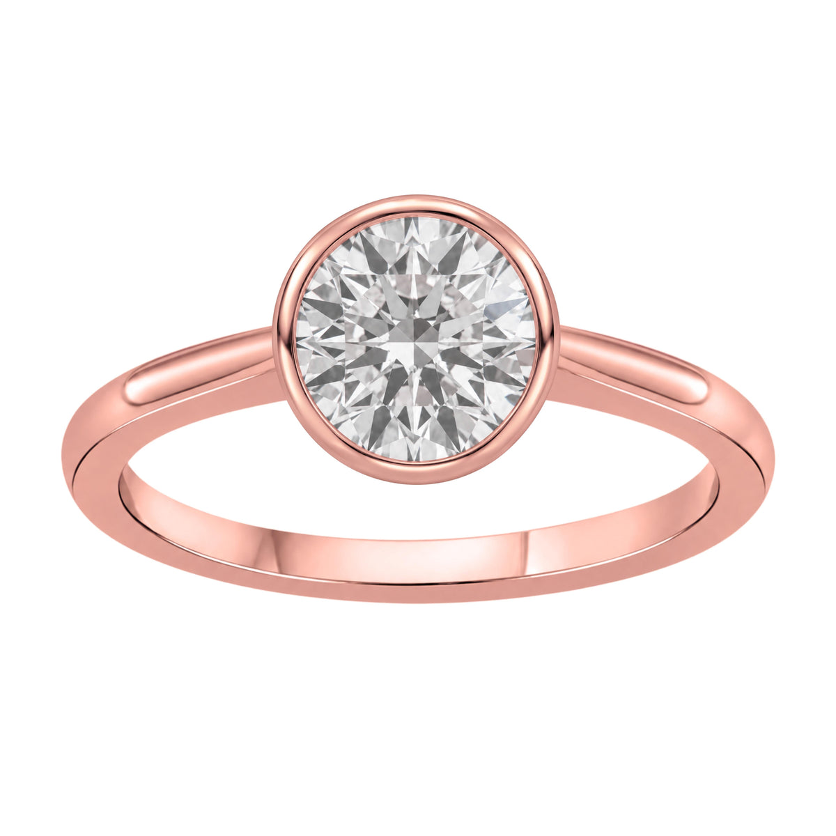 1 to 6 ct. T.W. Lab-Grown Diamond Round Cut Solitaire Bezel Engagement Ring in 14K White Gold or 14K Yellow Gold