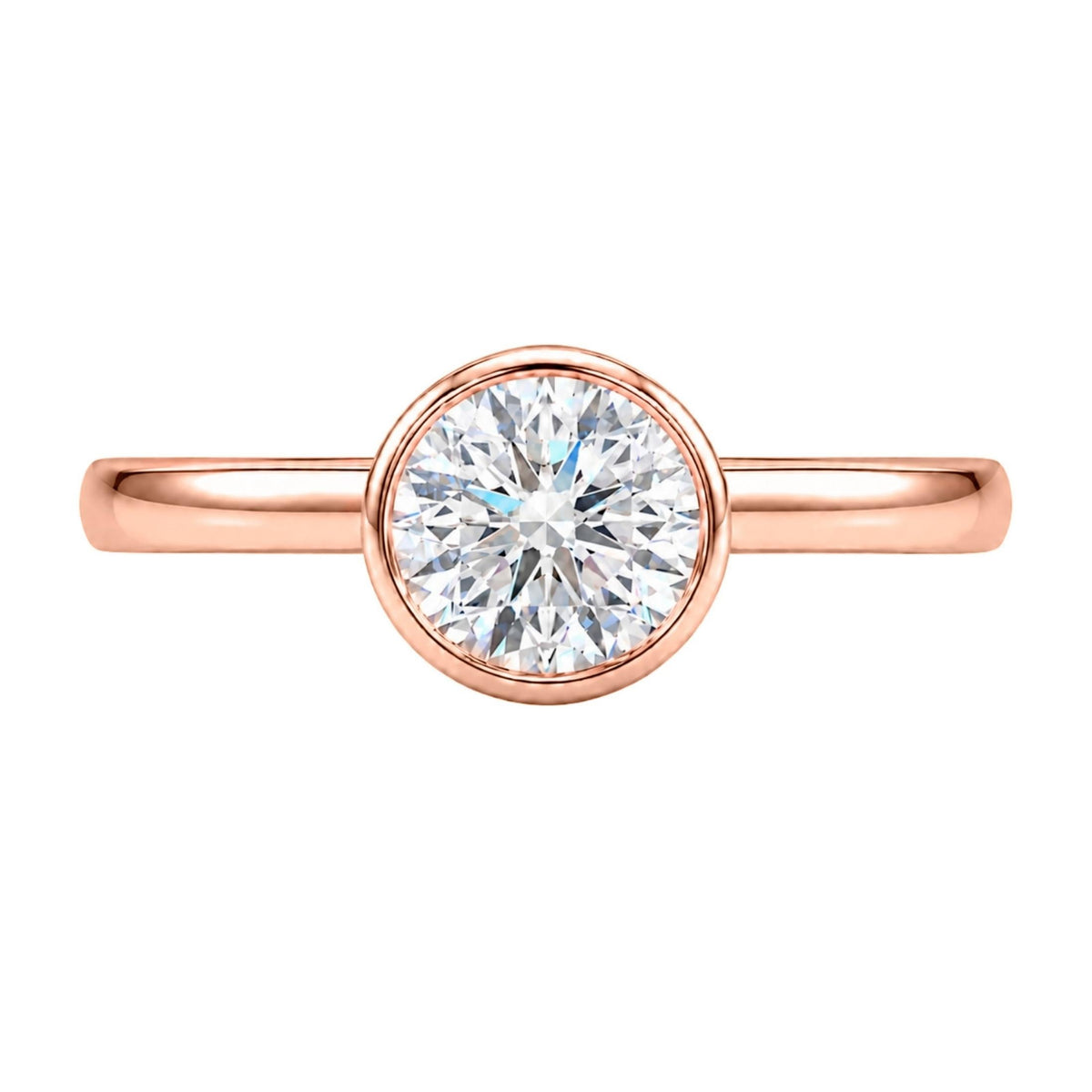 1 to 6 ct. T.W. Lab-Grown Diamond Round Cut Solitaire Bezel Engagement Ring in 14K White Gold or 14K Yellow Gold