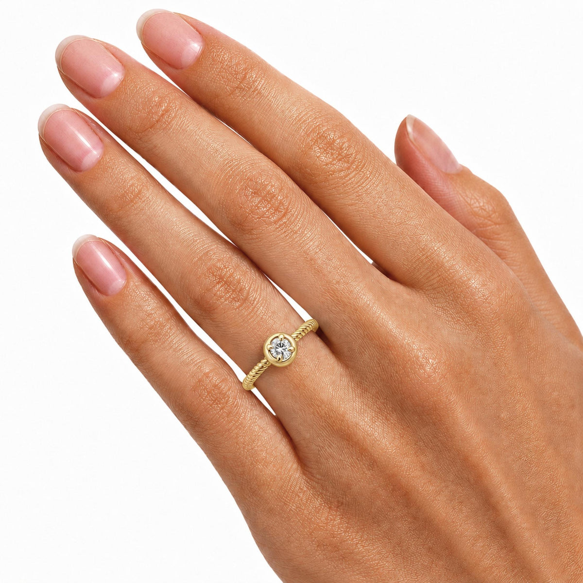 0.15 ct. T.W. Lab-Grown Diamond Round Bezel Engagement Ring in 14K White Gold or 14K Yellow Gold