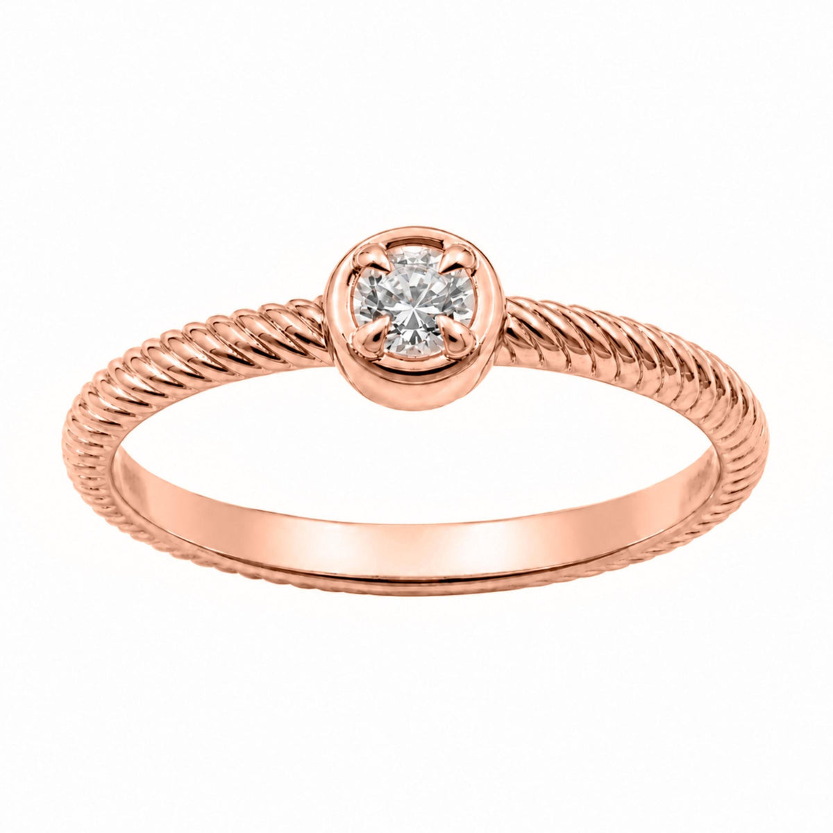 0.15 ct. T.W. Lab-Grown Diamond Round Bezel Engagement Ring in 14K White Gold or 14K Yellow Gold