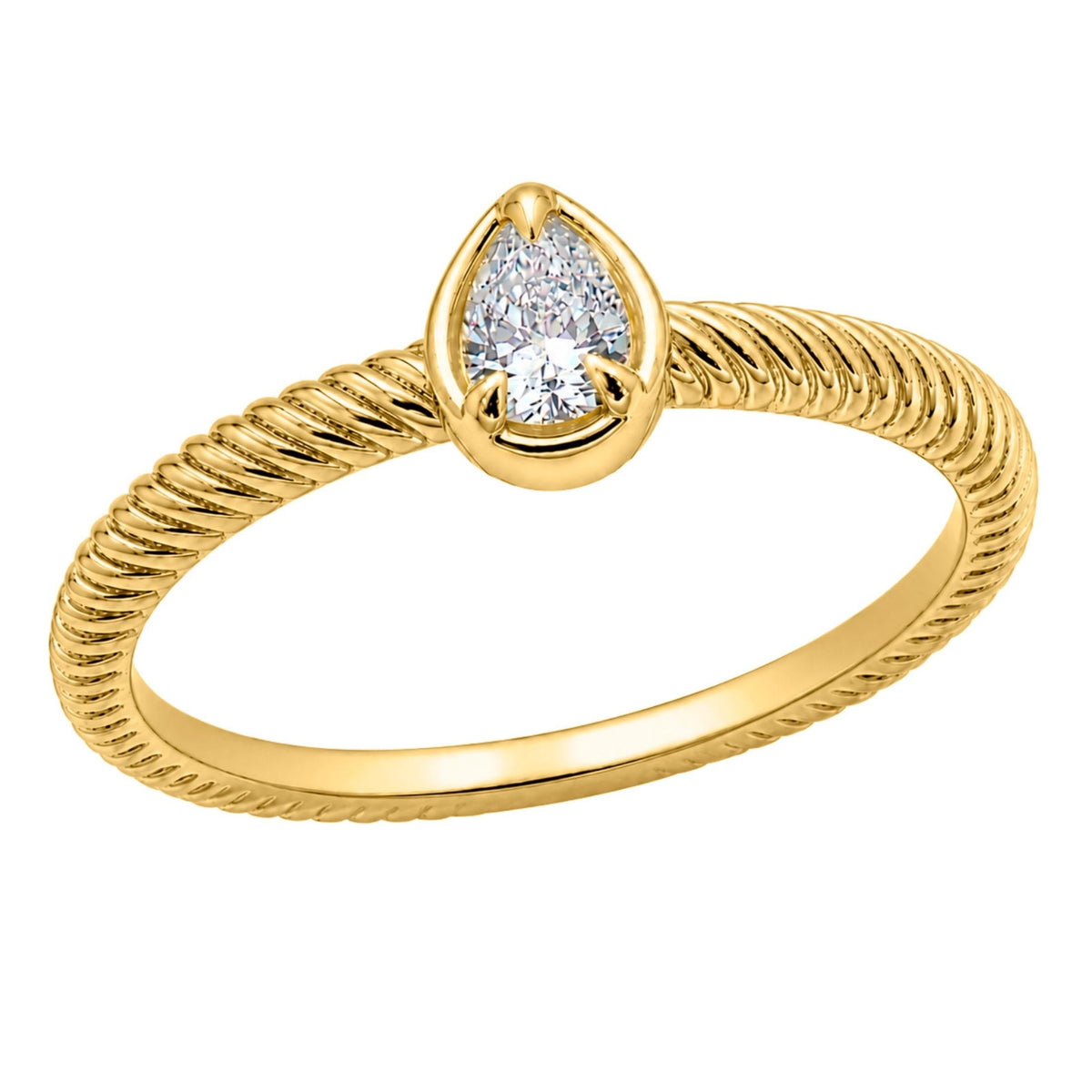0.2 ct. T.W. Lab-Grown Diamond Pear Bezel Engagement Ring in 14K White Gold or 14K Yellow Gold