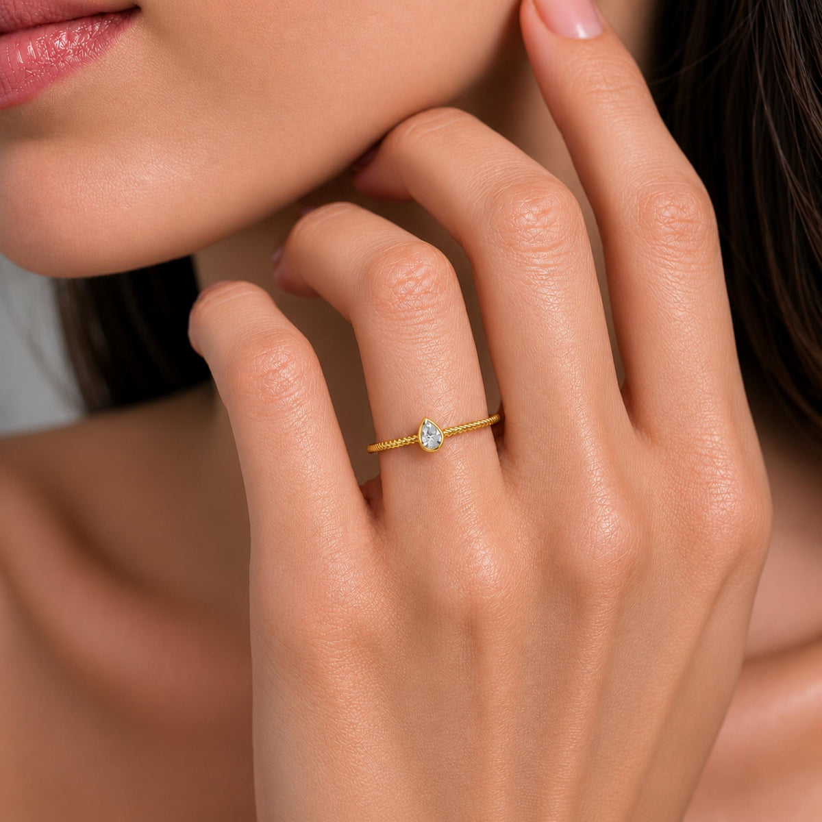 0.2 ct. T.W. Lab-Grown Diamond Pear Bezel Engagement Ring in 14K White Gold or 14K Yellow Gold