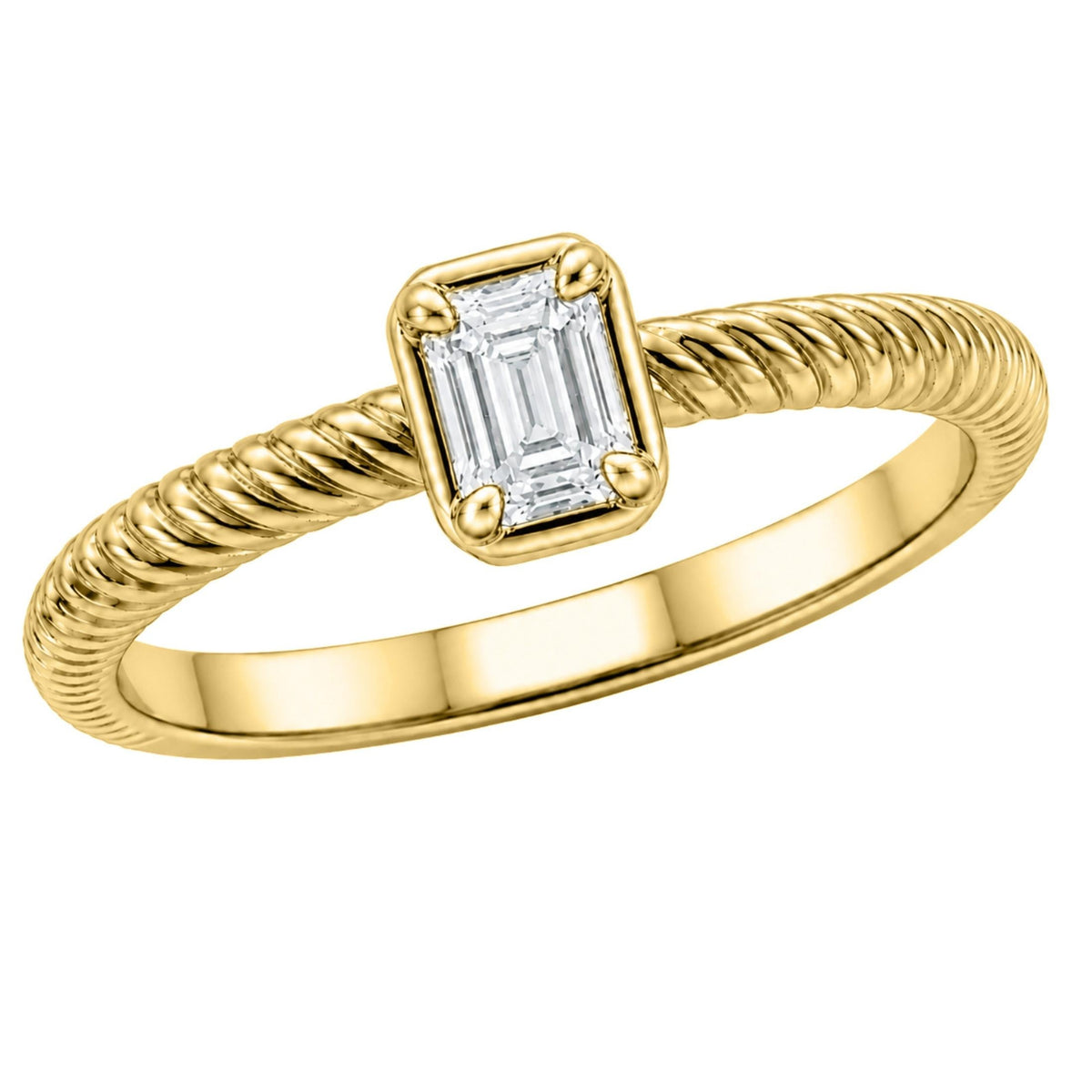 0.2 ct. T.W. Lab-Grown Diamond Emerald-Cut Bezel Engagement Ring in 14K White Gold or 14K Yellow Gold