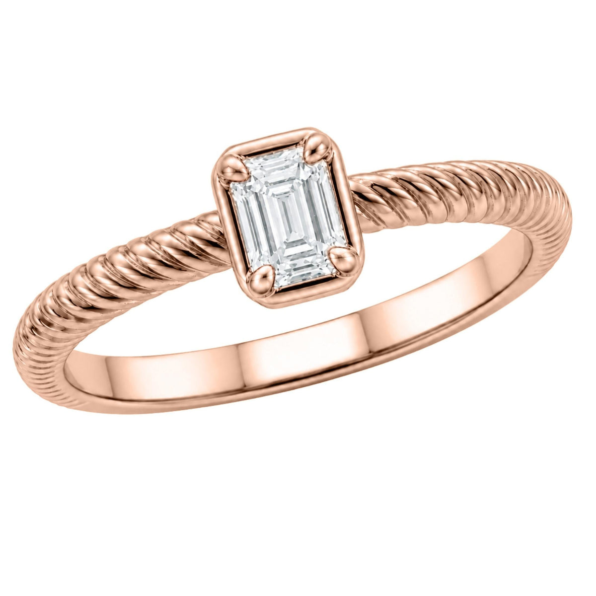 0.2 ct. T.W. Lab-Grown Diamond Emerald-Cut Bezel Engagement Ring in 14K White Gold or 14K Yellow Gold