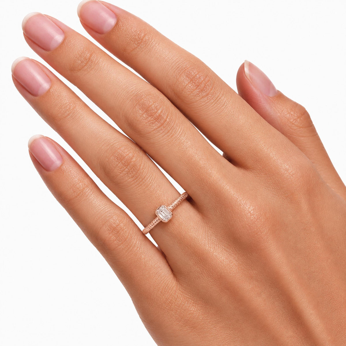 0.2 ct. T.W. Lab-Grown Diamond Emerald-Cut Bezel Engagement Ring in 14K White Gold or 14K Yellow Gold