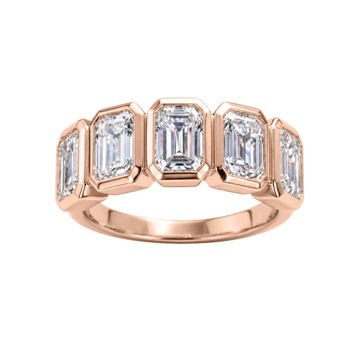 3 ct. T.W. Lab-Grown Diamond Emerald-Cut Five-Stone Wedding Ring in 14K White Gold or 14K Yellow Gold
