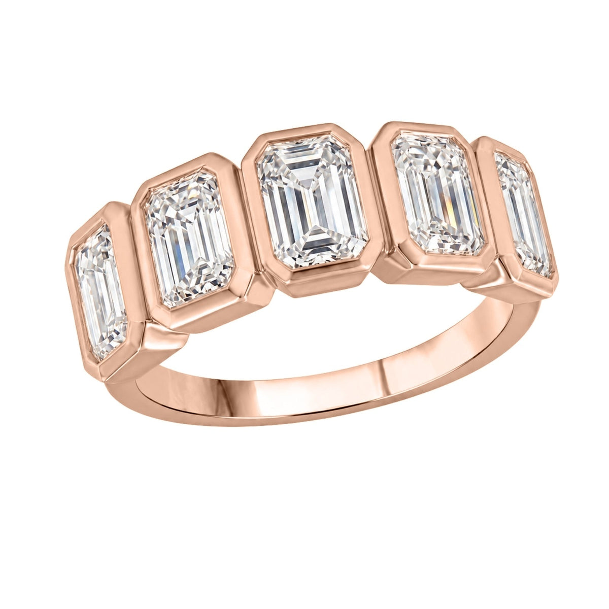 3 ct. T.W. Lab-Grown Diamond Emerald-Cut Five-Stone Wedding Ring in 14K White Gold or 14K Yellow Gold