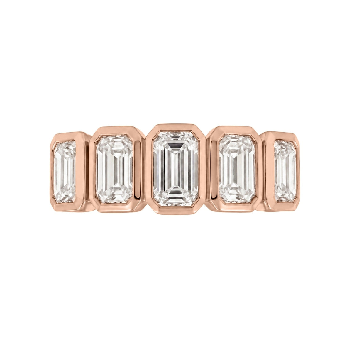 3 ct. T.W. Lab-Grown Diamond Emerald-Cut Five-Stone Wedding Ring in 14K White Gold or 14K Yellow Gold