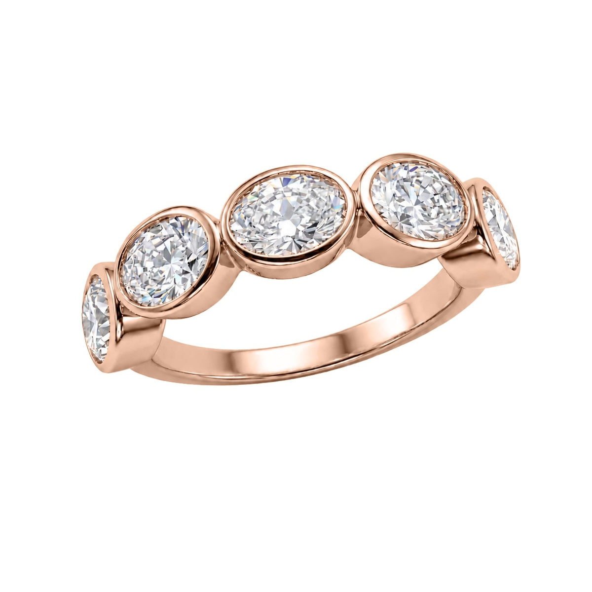 3 ct. T.W. Lab-Grown Diamond Oval Five-Stone Wedding Ring in 14K White Gold or 14K Yellow Gold