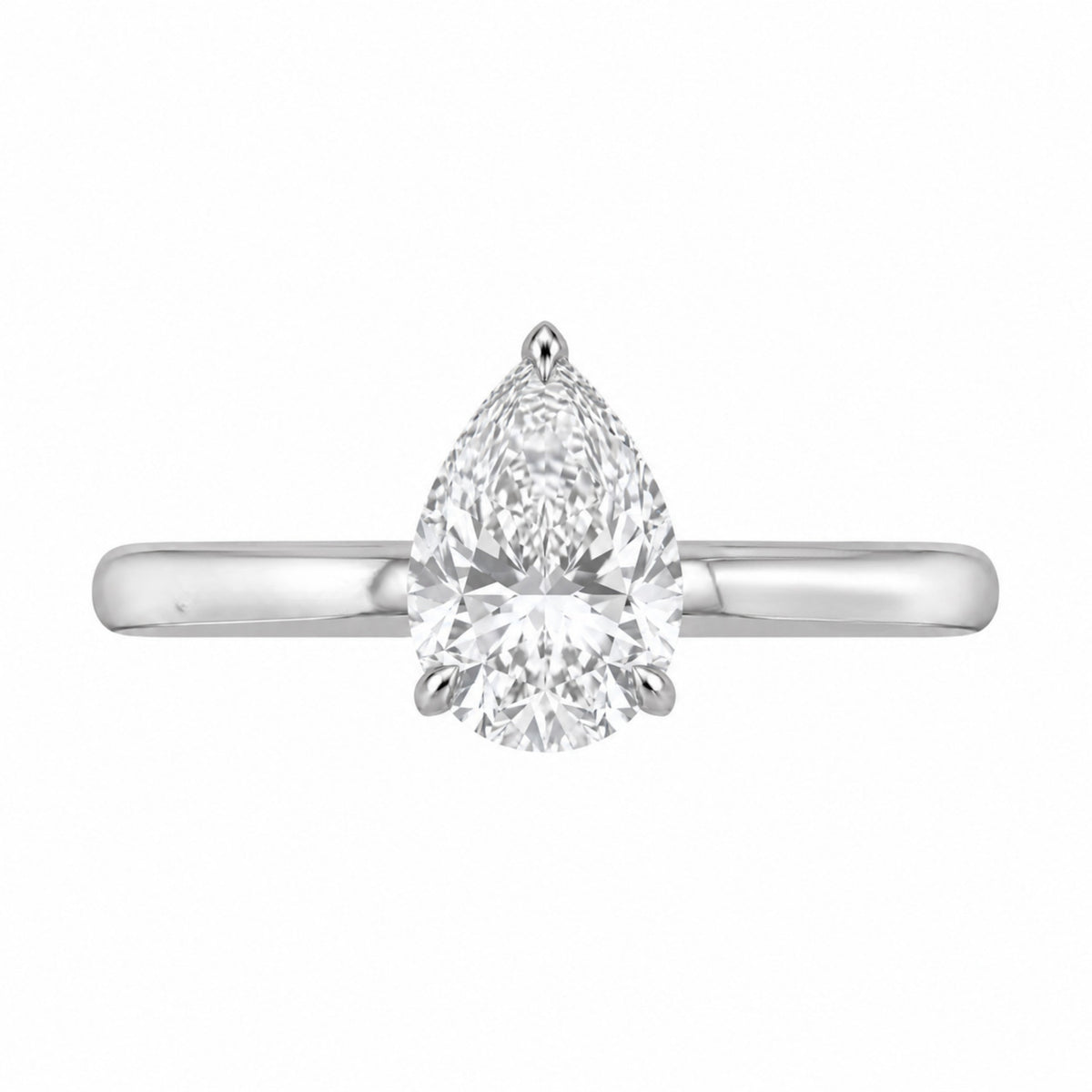 Lab-Grown Diamond Pear Cut Solitaire Engagement Ring in 14K White Gold or 14K Yellow Gold