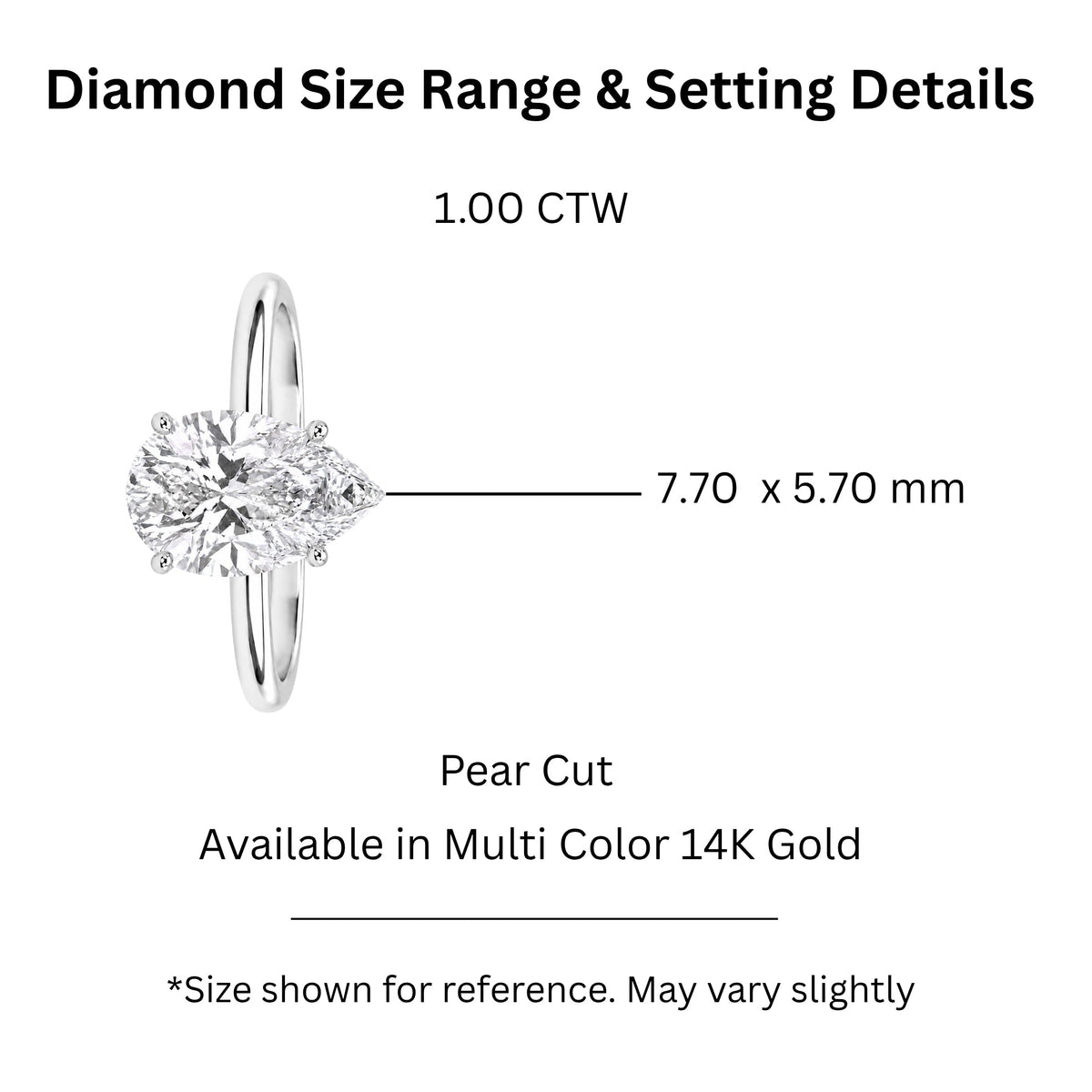 Lab-Grown Diamond Pear Cut Solitaire Engagement Ring in 14K White Gold or 14K Yellow Gold