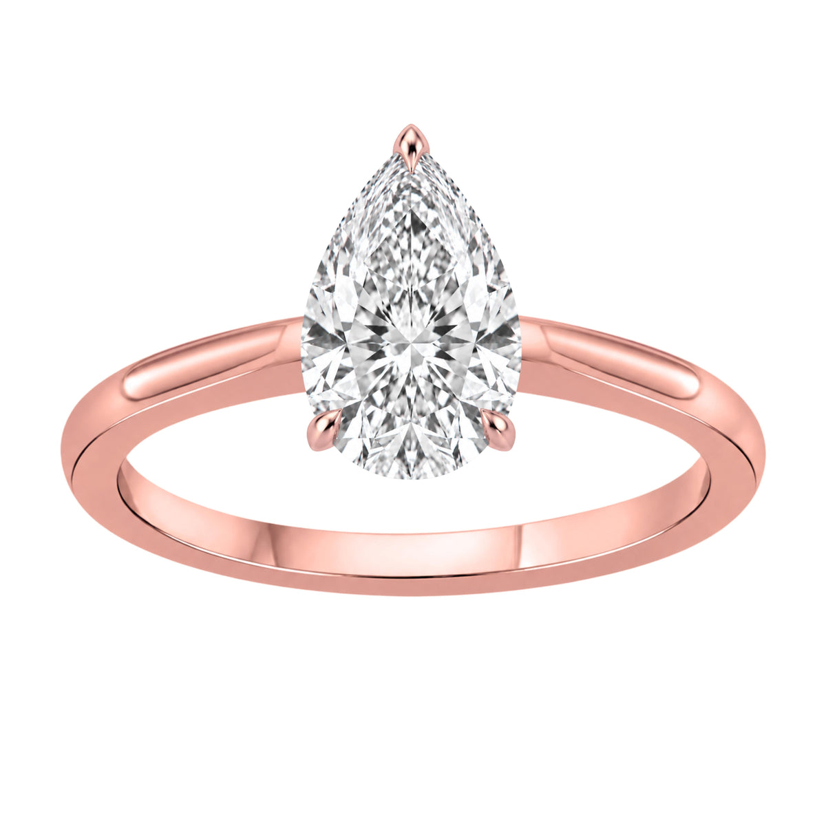 Lab-Grown Diamond Pear Cut Solitaire Engagement Ring in 14K White Gold or 14K Yellow Gold
