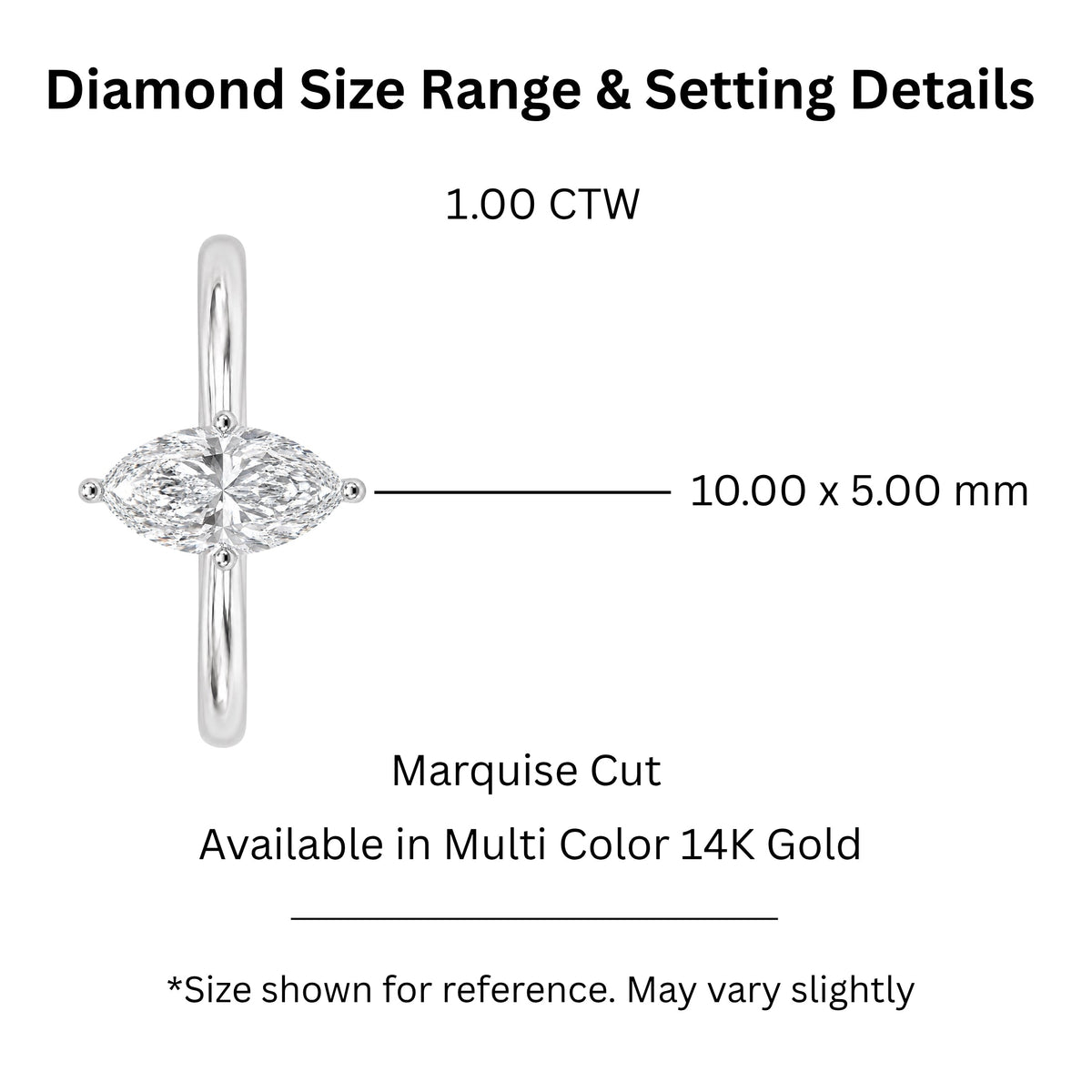 Lab-Grown Diamond Marquise Cut Solitaire Engagement Ring in 14K White Gold or 14K Yellow Gold