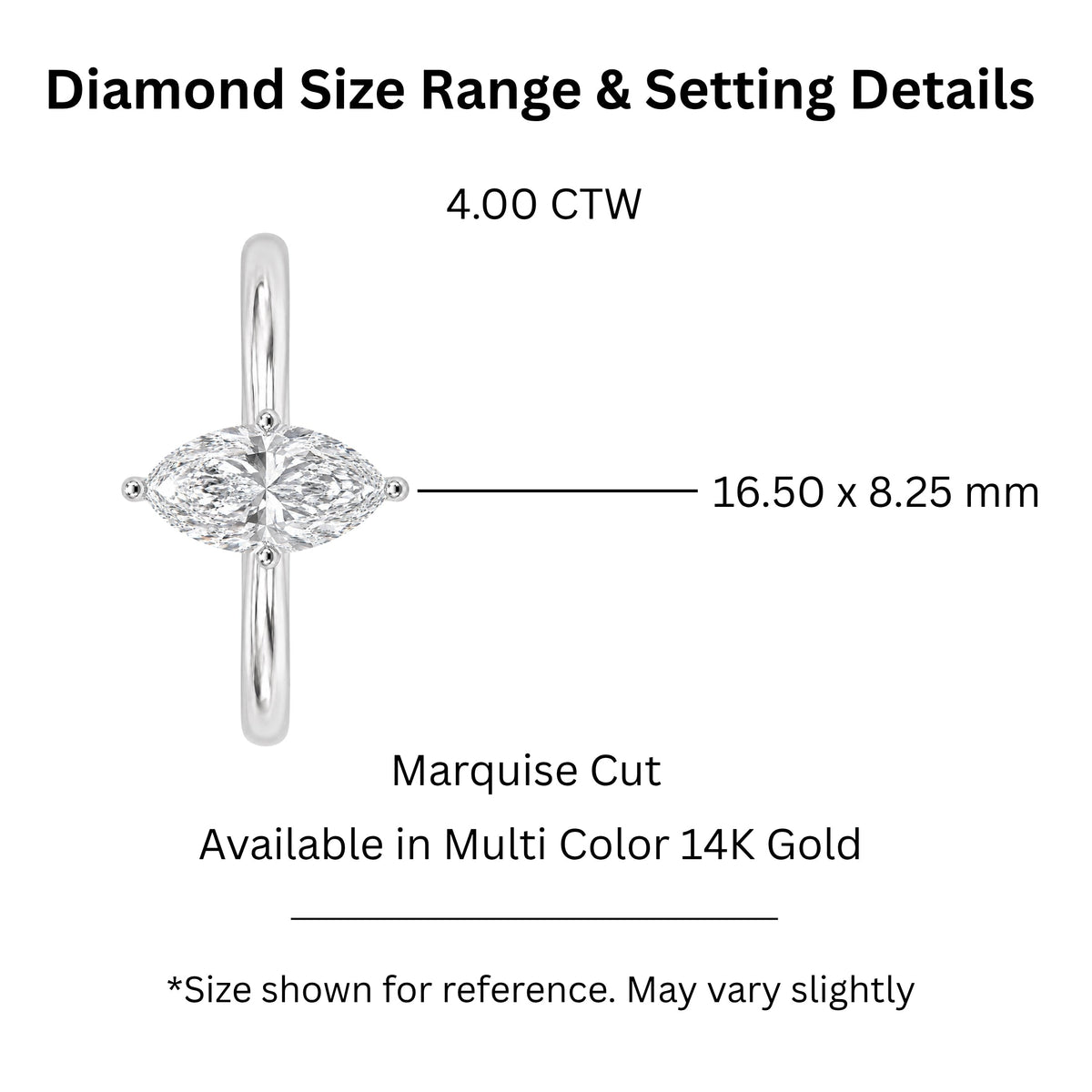 Lab-Grown Diamond Marquise Cut Solitaire Engagement Ring in 14K White Gold or 14K Yellow Gold