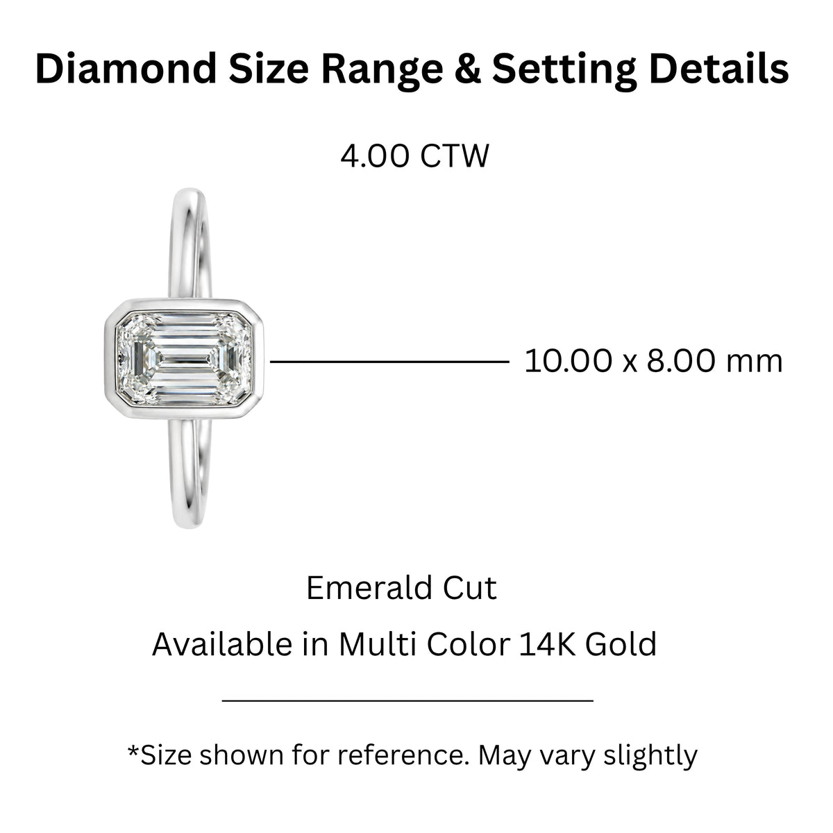 1 to 6 ct. T.W. Lab-Grown Diamond Emerald-Cut Solitaire Bezel Engagement Ring in 14K White Gold or 14K Yellow Gold