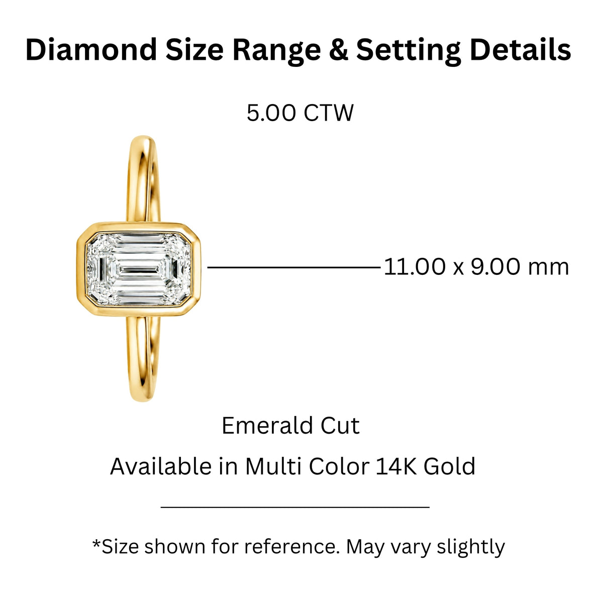 1 to 6 ct. T.W. Lab-Grown Diamond Emerald-Cut Solitaire Bezel Engagement Ring in 14K White Gold or 14K Yellow Gold