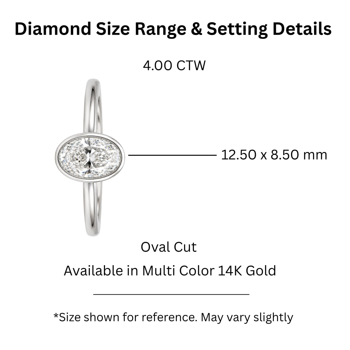 1 to 6 ct. T.W. Lab-Grown Diamond Oval Cut Solitaire Bezel Engagement Ring in 14K White Gold or 14K Yellow Gold