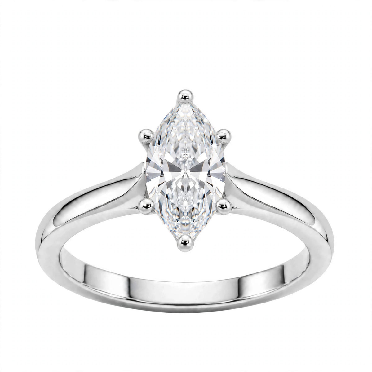 Lab-Grown Diamond Marquise Cut Solitaire Engagement Ring in 14K White Gold or 14K Yellow Gold