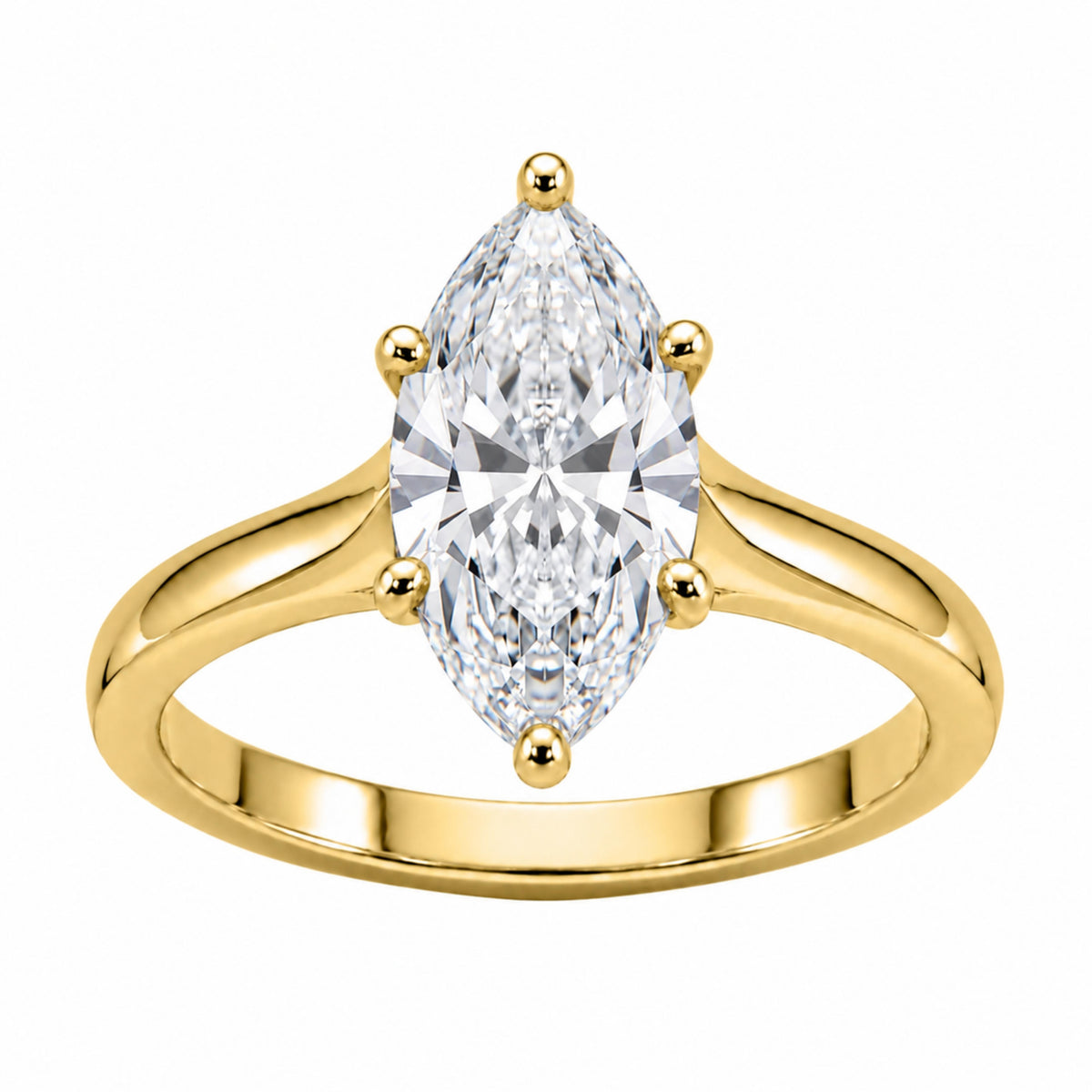 Lab-Grown Diamond Marquise Cut Solitaire Engagement Ring in 14K White Gold or 14K Yellow Gold