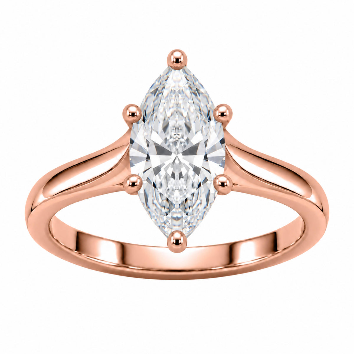 Lab-Grown Diamond Marquise Cut Solitaire Engagement Ring in 14K White Gold or 14K Yellow Gold