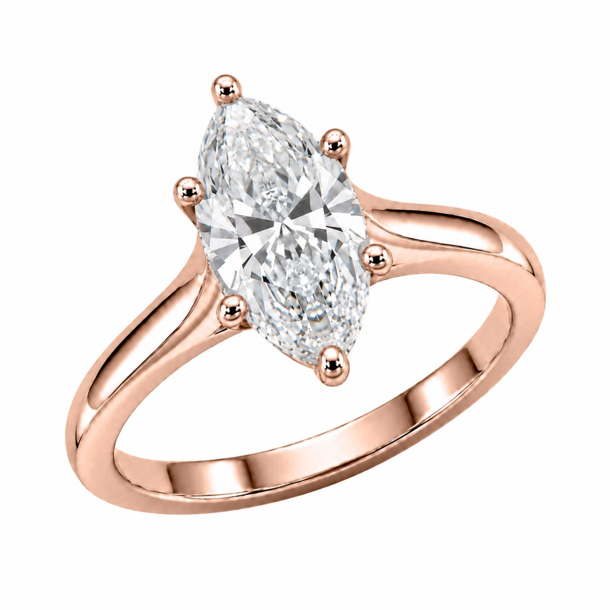 Lab-Grown Diamond Marquise Cut Solitaire Engagement Ring in 14K White Gold or 14K Yellow Gold
