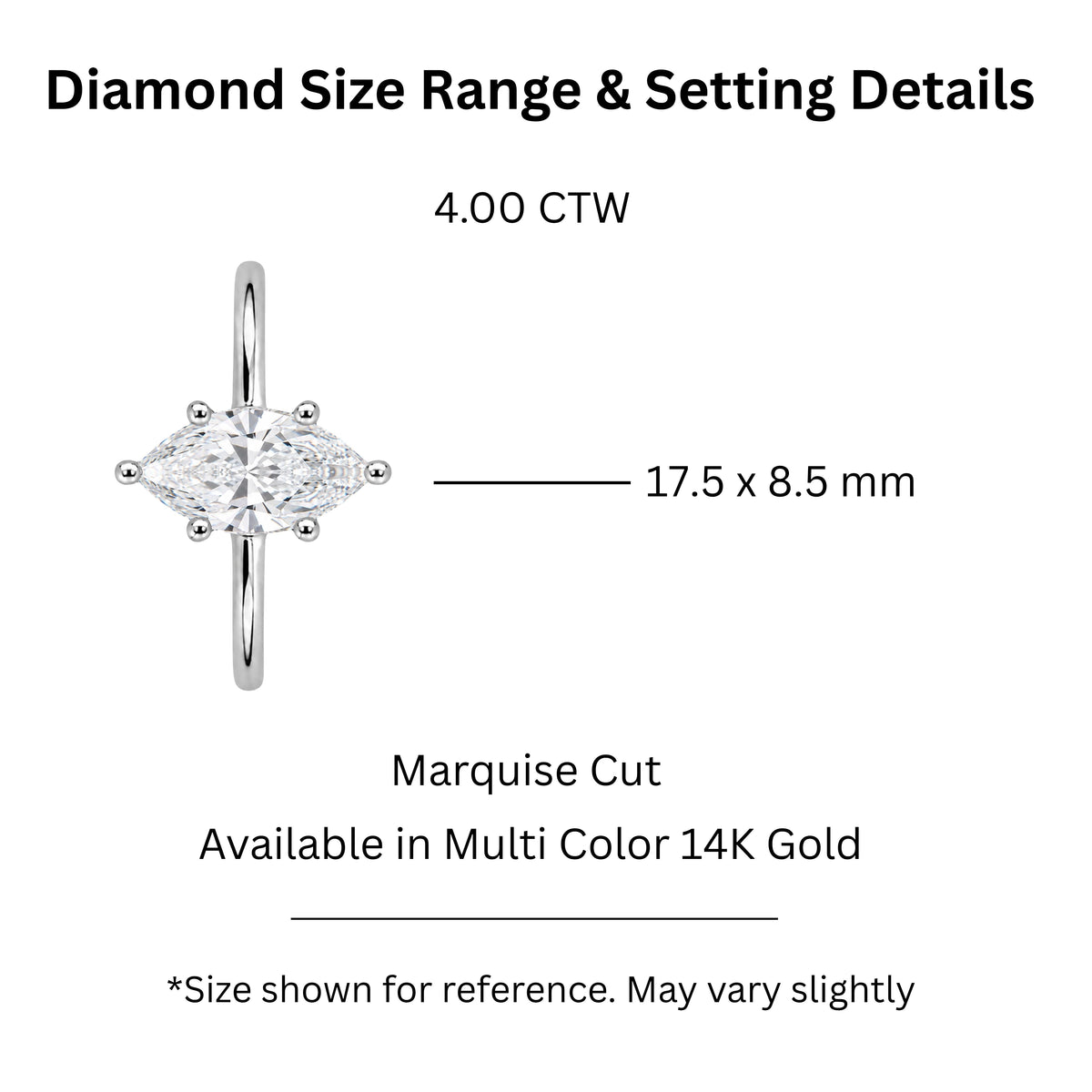 Lab-Grown Diamond Marquise Cut Solitaire Engagement Ring in 14K White Gold or 14K Yellow Gold