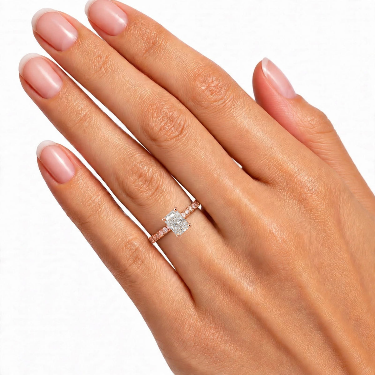 Lab-Grown Diamond Radiant Solitaire Wedding Ring in 14K White Gold or 14K Yellow Gold