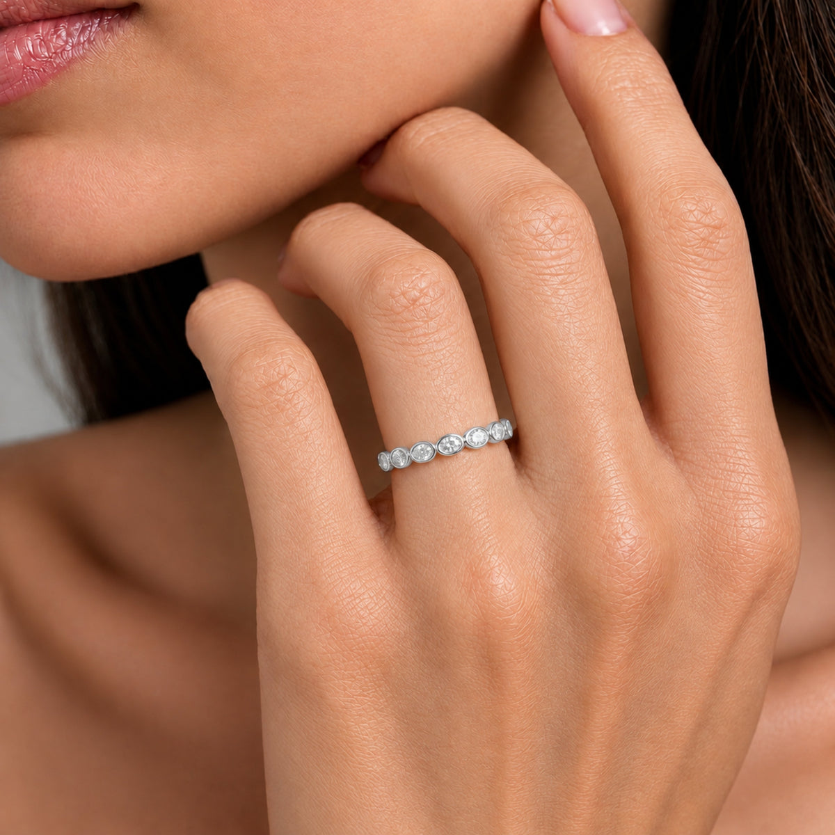 Lab-Grown Diamond Round 7 Stone Ring in 14K White Gold or 14K Yellow Gold