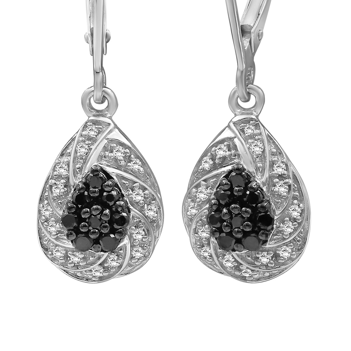 1/4 ctw Black and White Diamond Earrings in Sterling Silver
