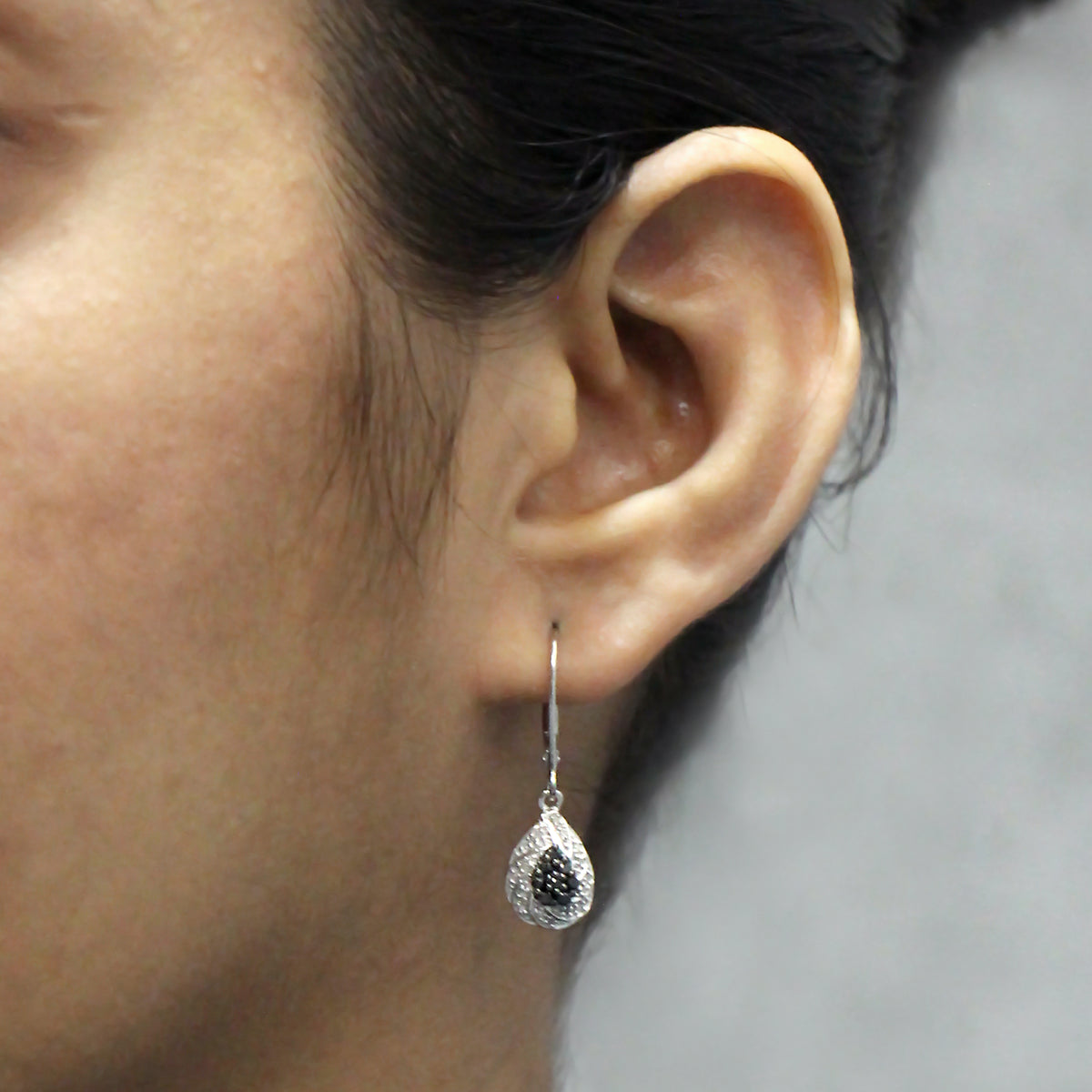 1/4 ctw Black and White Diamond Earrings in Sterling Silver
