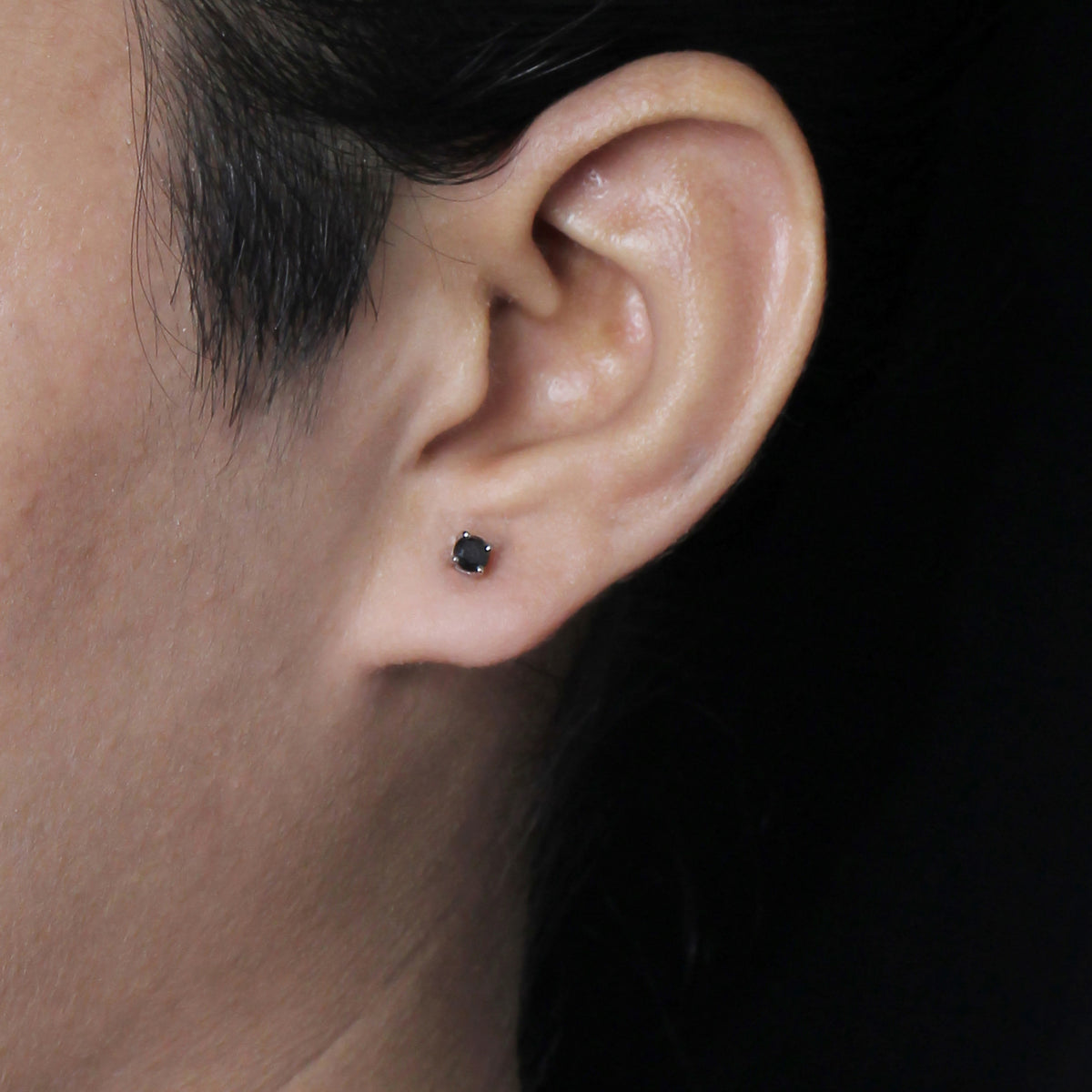Black Diamond Earrings in 14K White Gold (0.5 Carat to 3 carat)