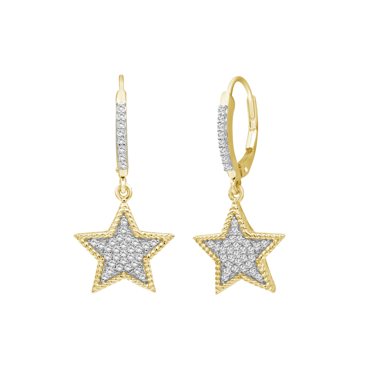 3/8 ctw White Diamond Earrings in 14K Gold over Silver