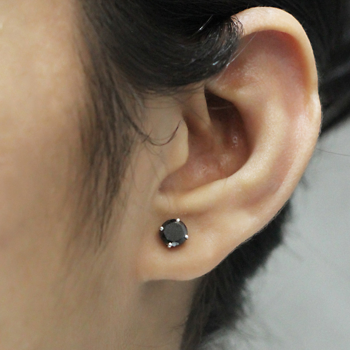 Black Diamond Earrings in 14K White Gold (0.5 Carat to 3 carat)