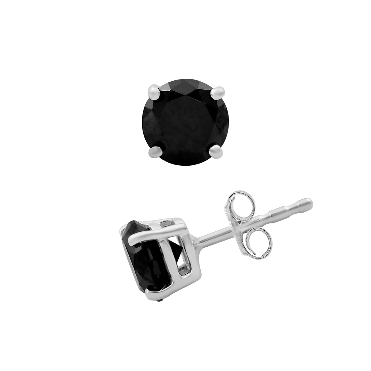 Black Diamond Earrings in 14K White Gold (0.5 Carat to 3 carat)