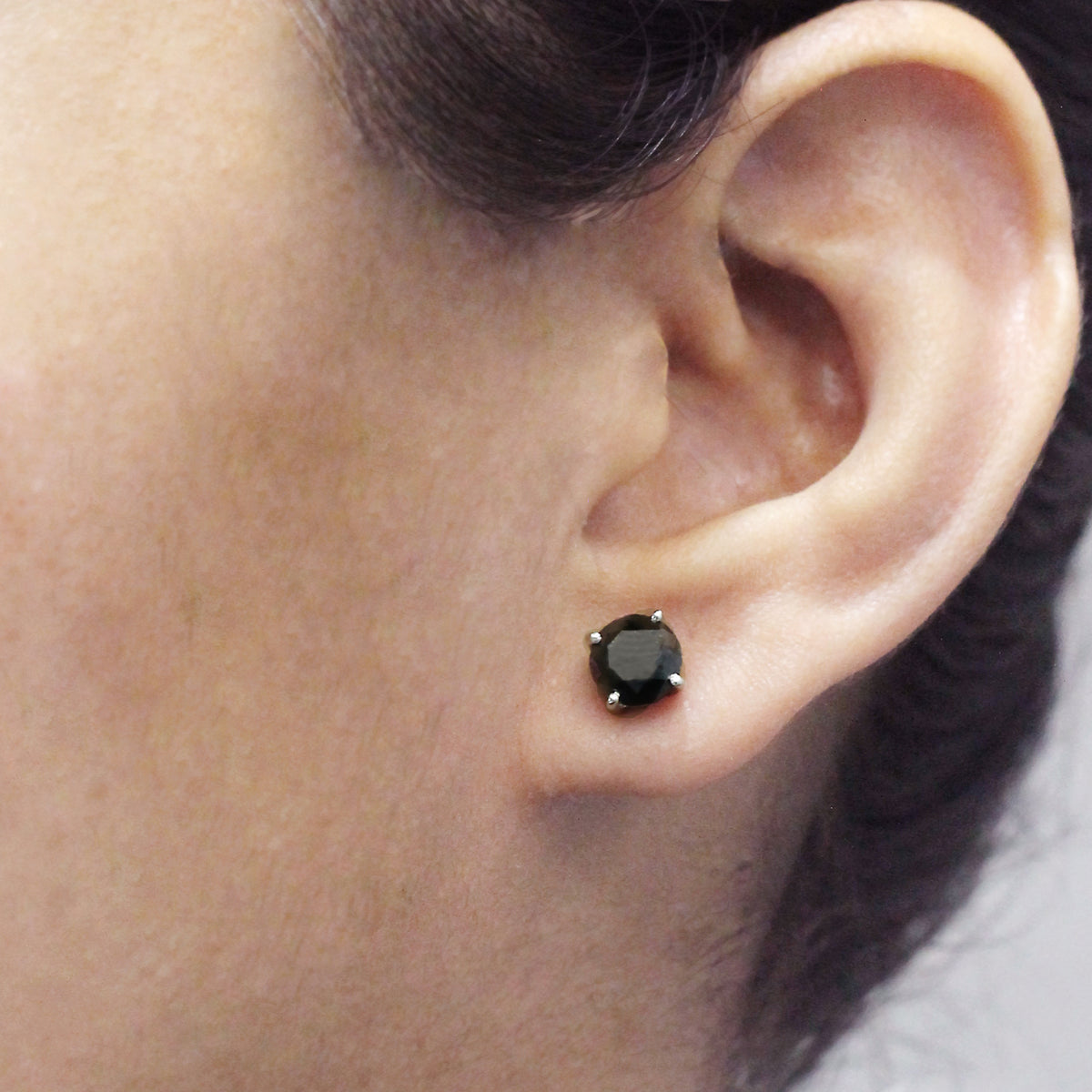 Black Diamond Earrings in Sterling Silver (0.5 Carat to 3 Carat)
